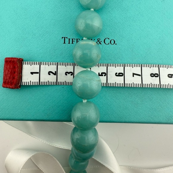 RARE Tiffany & Co. 16mm Amazonite Necklace Sterling Silver Paloma Picasso - Picture 7 of 9